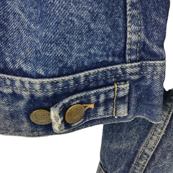 Vintage Lee Denim Trucker Jacket Size 42L Union Made Jean Button Pockets 70s